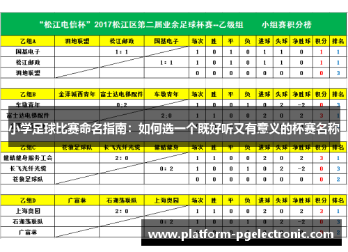 小学足球比赛命名指南：如何选一个既好听又有意义的杯赛名称